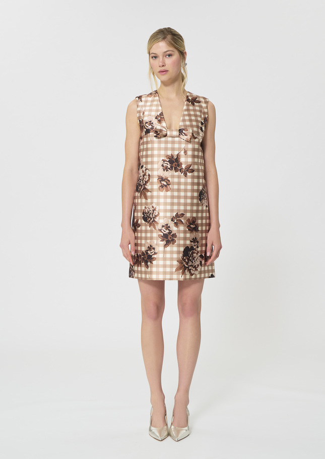 Rusane Dress beige gingham print Beige TARA JARMON