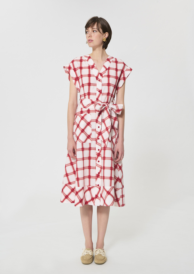 Rosina dress red checkered cotton Cerise TARA JARMON