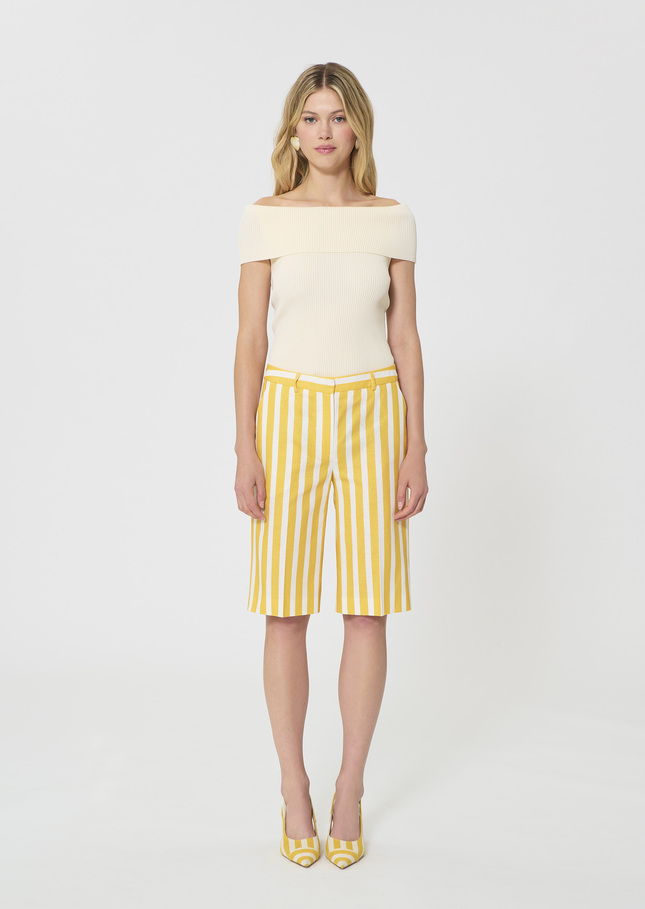 Sasha Shorts yellow striped linen and cotton Mimosa TARA JARMON
