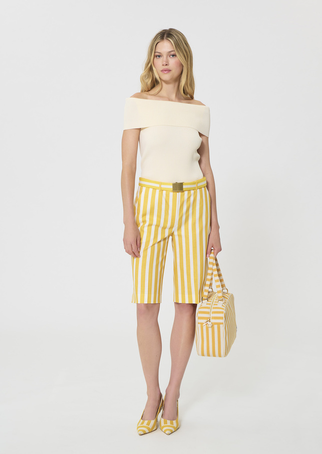 Sasha Shorts yellow striped linen and cotton Mimosa TARA JARMON