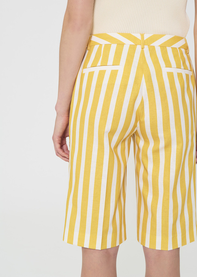 Sasha Shorts yellow striped linen and cotton Mimosa TARA JARMON