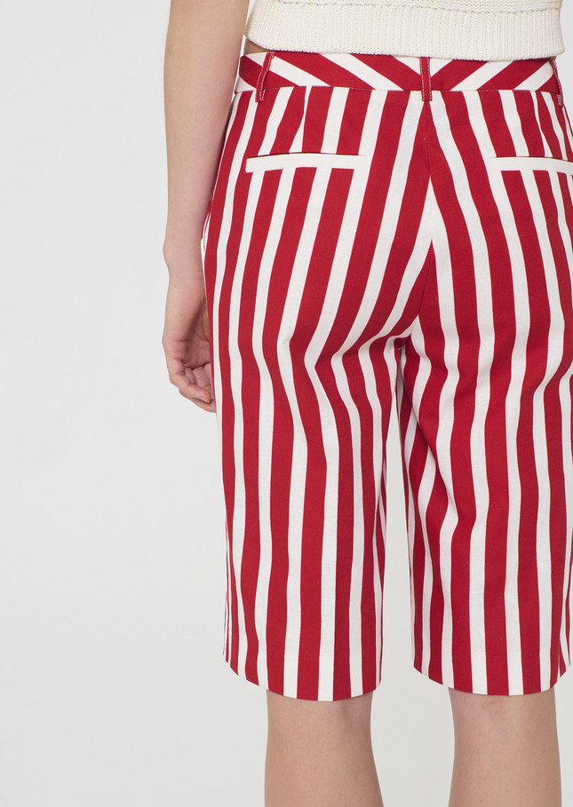 Sasha Shorts red striped linen and cotton Cerise TARA JARMON