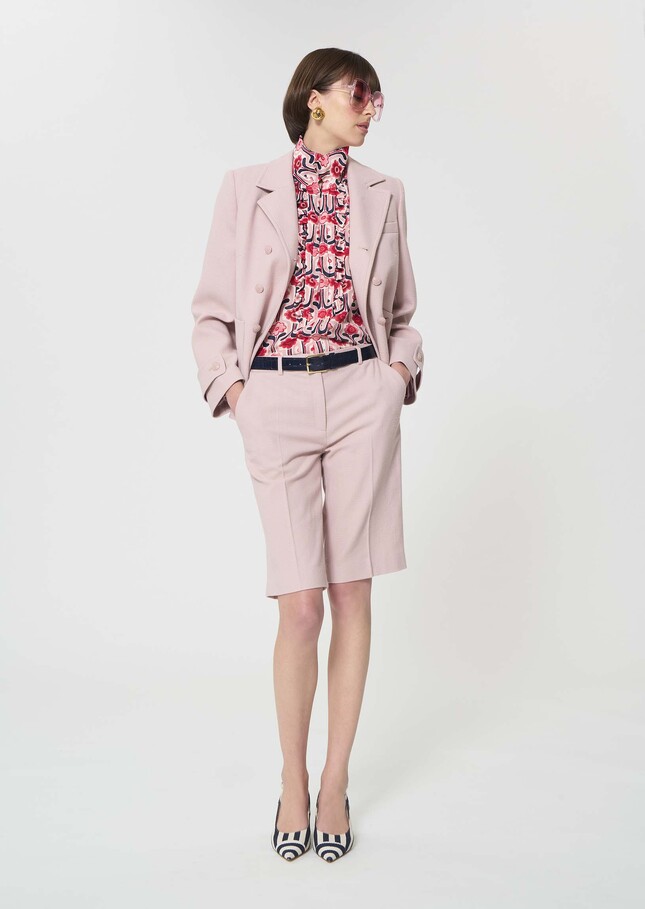Sasha Shorts pale pink textured wool Blush TARA JARMON