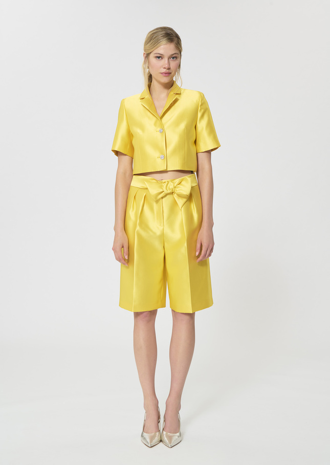 Short Simon yellow duchess satin Mimosa TARA JARMON