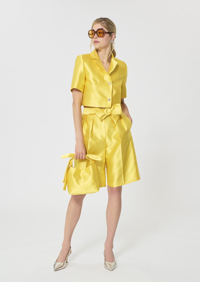 Short Simon yellow duchess satin Mimosa TARA JARMON