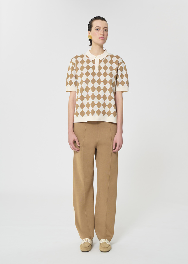 Polo Tomaso beige jacquard Miel TARA JARMON