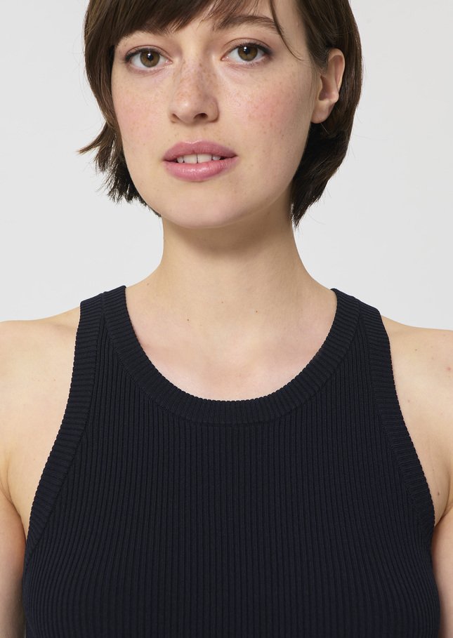 Trish tank top midnight blue ribbed knit Night TARA JARMON