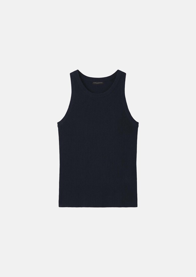 Trish tank top midnight blue ribbed knit Night TARA JARMON