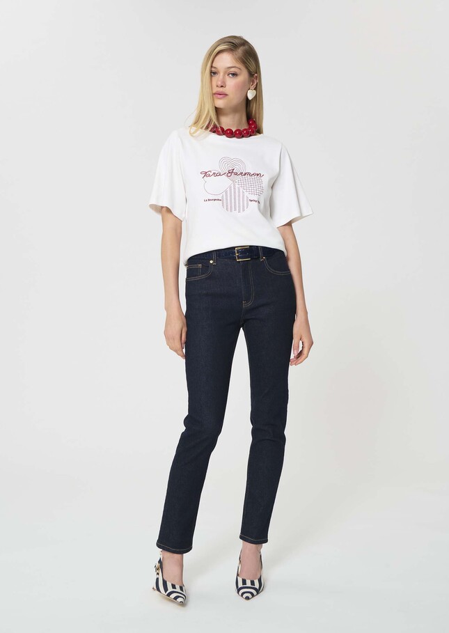 Taraclover T-shirt white embroidered cotton clover White TARA JARMON