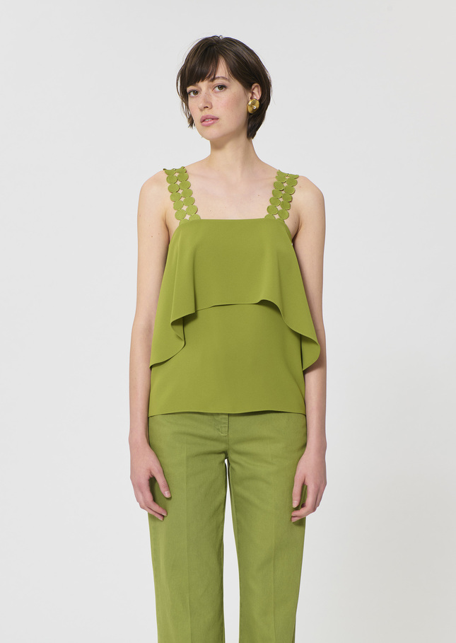 Top Tosca green in fluid crepe Pomme TARA JARMON