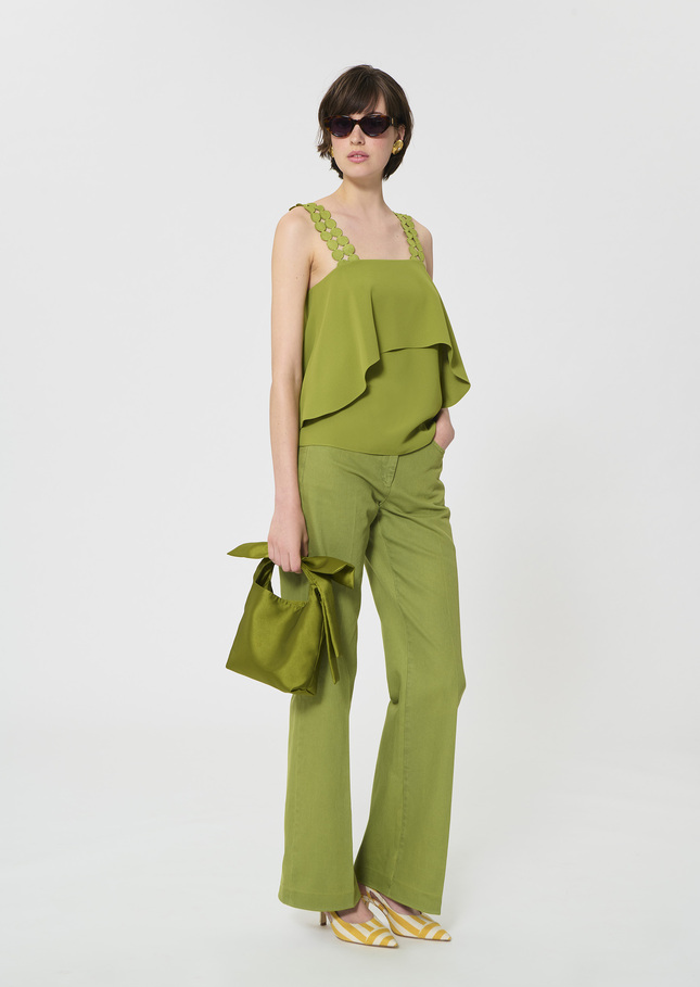 Top Tosca green in fluid crepe Pomme TARA JARMON
