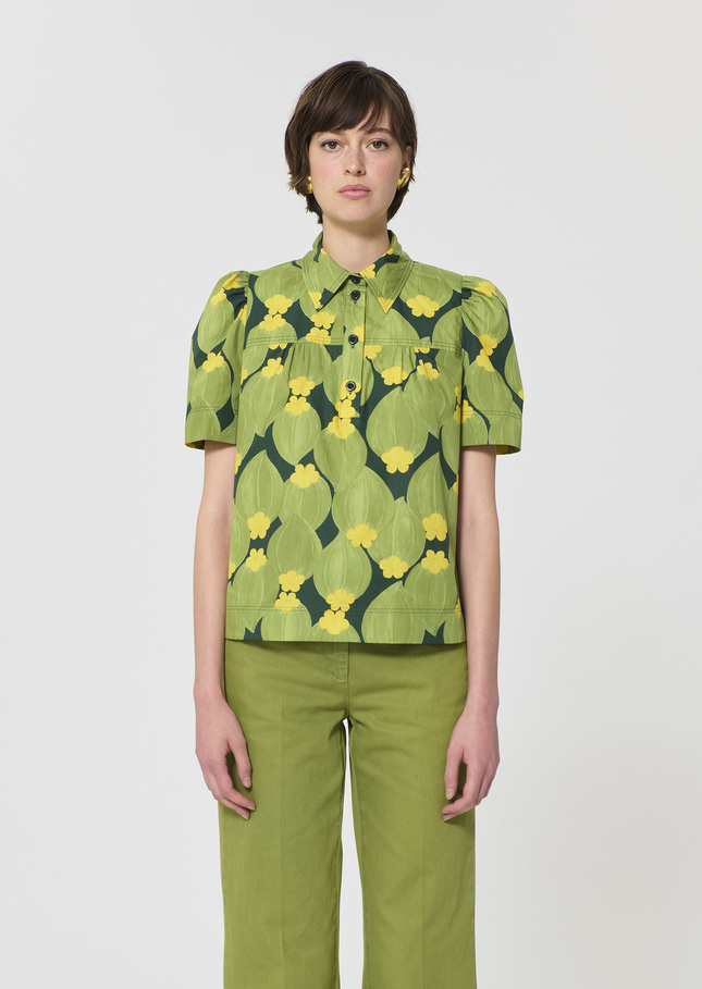 Top Tom dark green floral print Vert anglais TARA JARMON