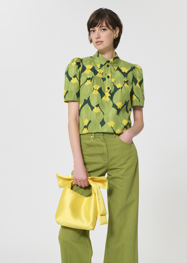 Top Tom dark green floral print Vert anglais TARA JARMON