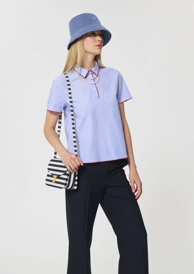 Top Tennis blue with thin cotton stripes Blue TARA JARMON