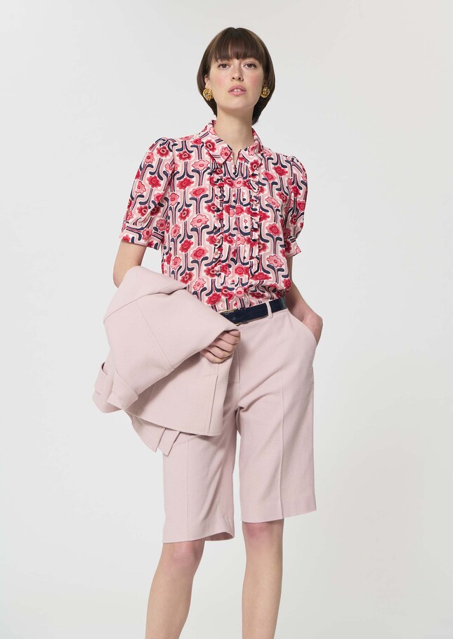 Top Theodora pale pink retro print Blush TARA JARMON