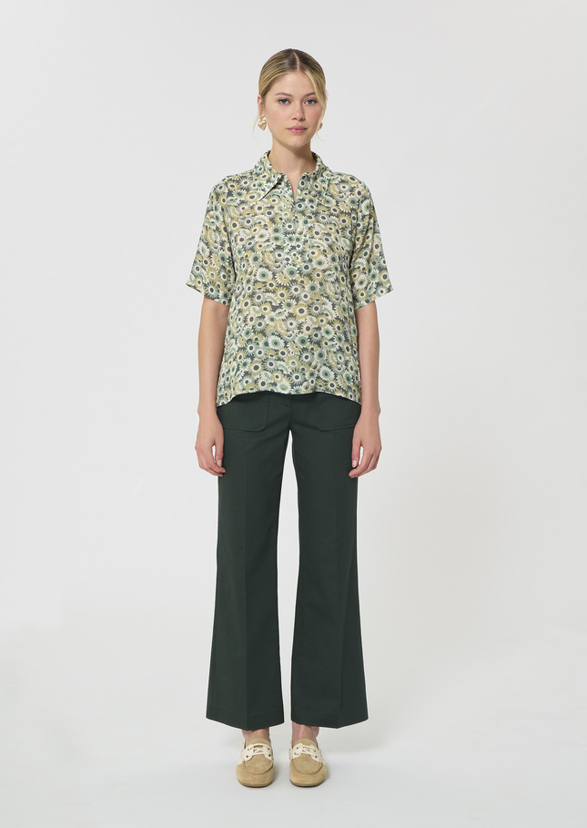 Top Tonina green floral print Vert anglais TARA JARMON