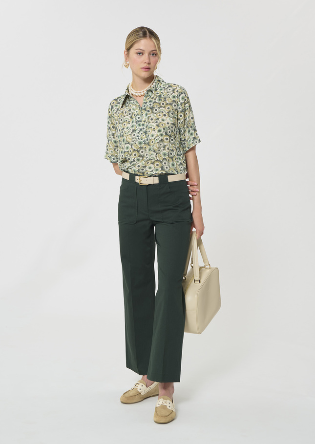 Top Tonina green floral print Vert anglais TARA JARMON