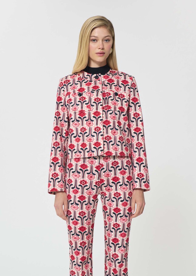 Vina Jacket pale pink retro print Blush TARA JARMON