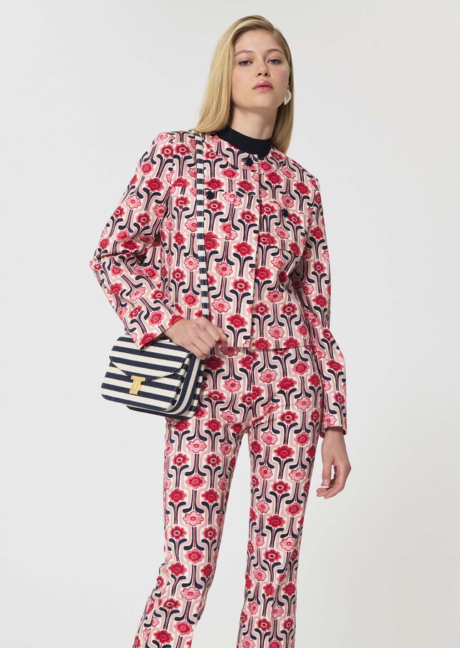 Vina Jacket pale pink retro print Blush TARA JARMON