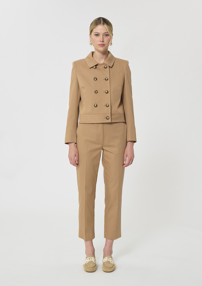 Virginia Jacket beige cotton garbardine Miel TARA JARMON