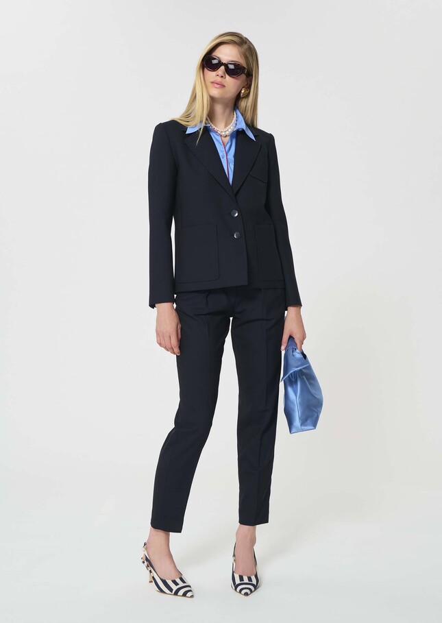 Valy Jacket midnight blue powder-grain canvas Night TARA JARMON