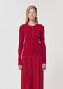 Paulie sweater red ribbed knit Cerise, Mimosa, Off-white TARA JARMON