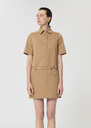 Rivy Dress beige cotton garbardine Miel, Pomme, Vert anglais TARA JARMON