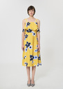 Rosace Dress yellow floral print linen and cotton Mimosa TARA JARMON