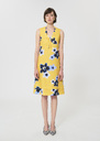 Raffia Dress yellow floral print linen and cotton Mimosa TARA JARMON
