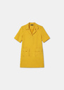 Rock Dress yellow in fluid crepe Mimosa, Vert anglais TARA JARMON
