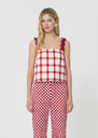 Top Thaddeo red checkered cotton Cerise TARA JARMON