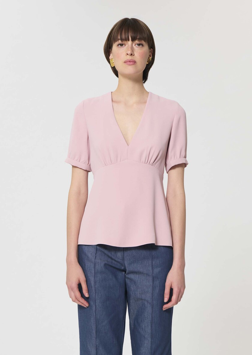 Top Tessa pale pink in fluid crepe Blush TARA JARMON