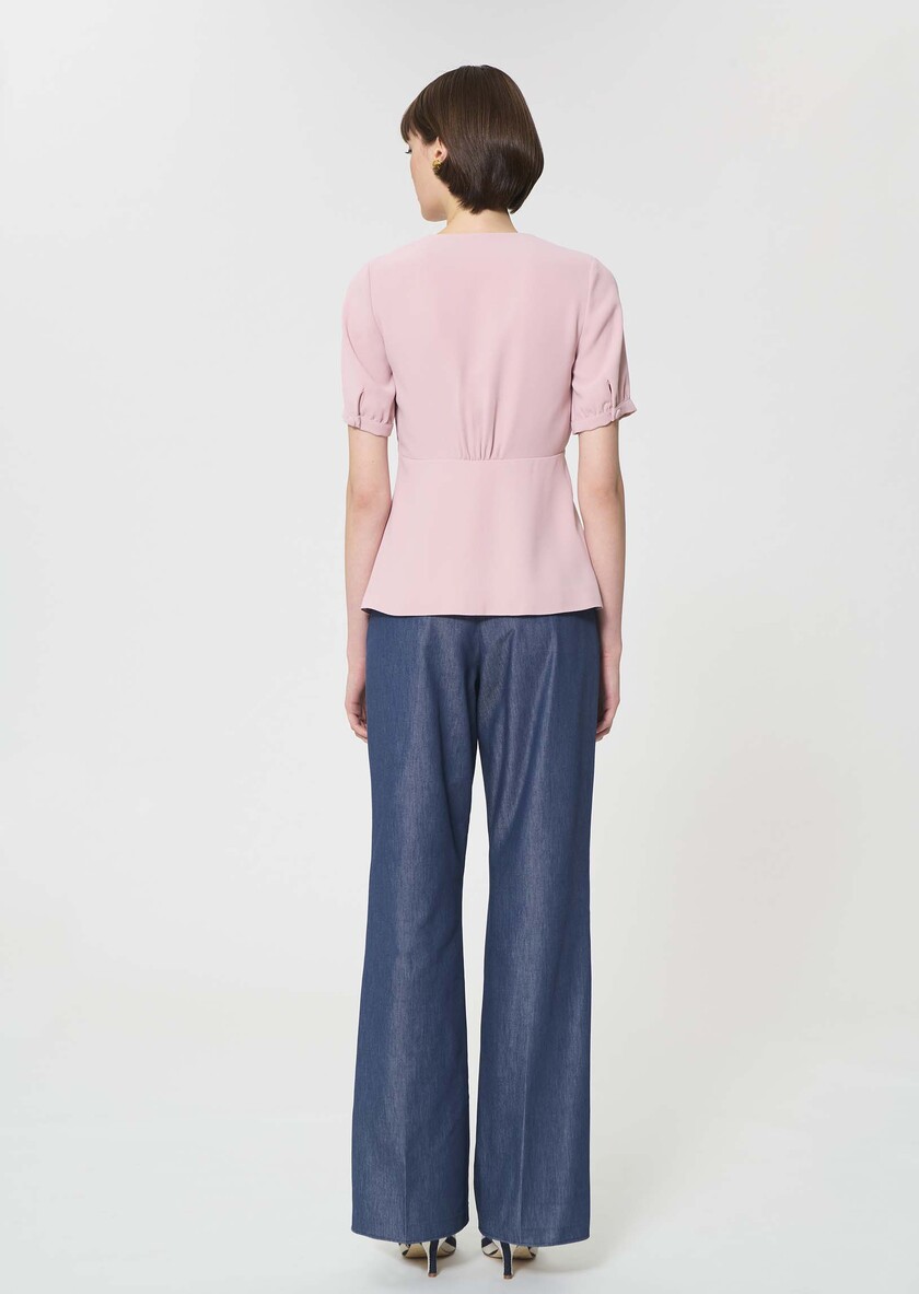 Top Tessa pale pink in fluid crepe Blush TARA JARMON