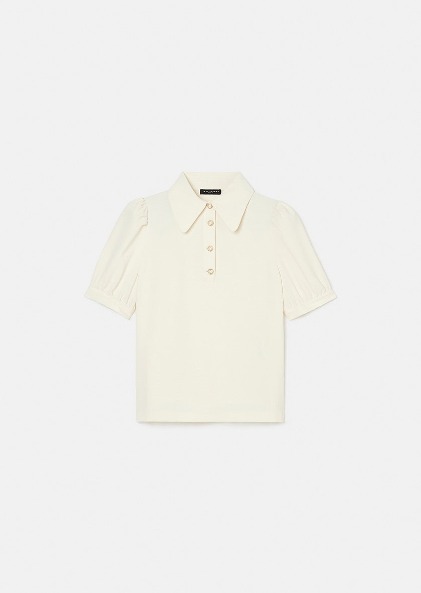 Top Tonino ecru in fluid crepe Off-white TARA JARMON