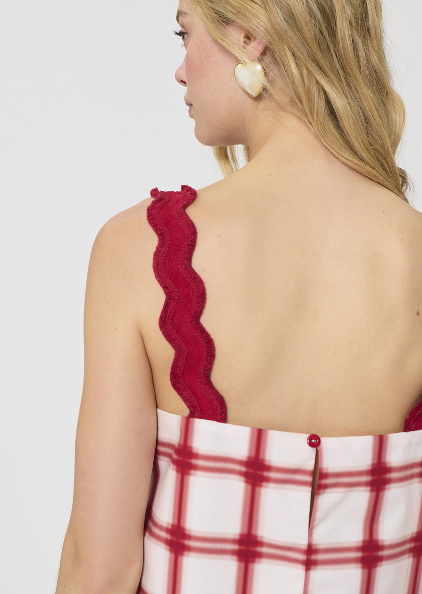 Top Thaddeo red checkered cotton Cerise TARA JARMON