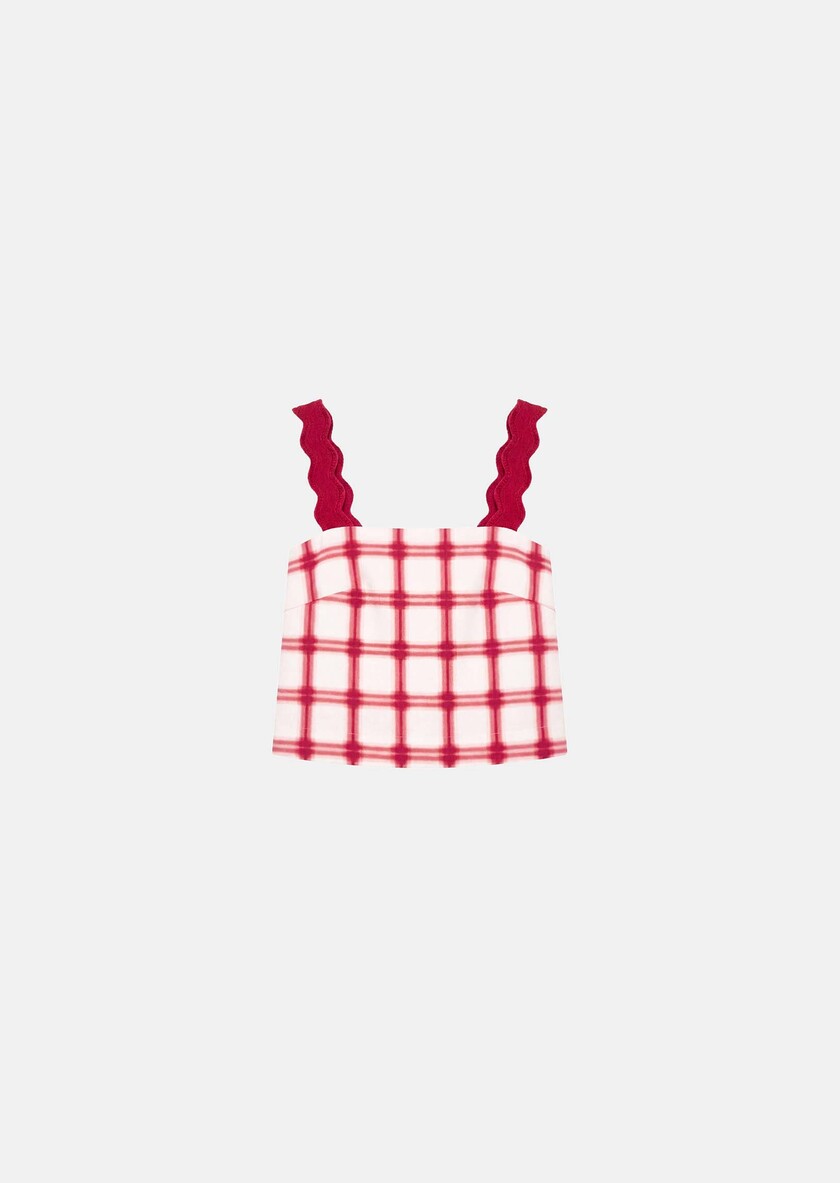 Top Thaddeo red checkered cotton Cerise TARA JARMON