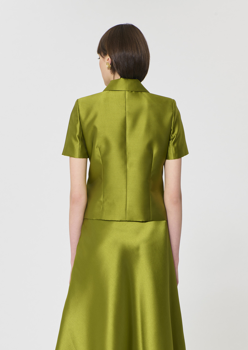 Victoire Jacket green duchess satin Anis TARA JARMON