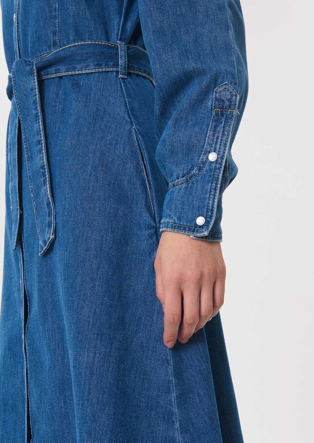 Rodeo Dress long blue denim dress with belt Denim TARA JARMON