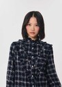 Christina shirt navy blue checkered lavallière Night TARA JARMON