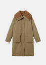 Darius down jacket Long khaki jacket with contrasting collar Khaki TARA JARMON
