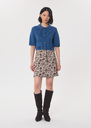 Jim Skirt short beige dress in brown floral jacquard Off-white TARA JARMON