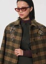 Monroe Coat khaki checkered embroidered Khaki TARA JARMON