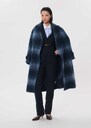 Marcelle coat long navy blue checkered Khaki, Night TARA JARMON
