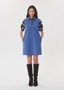 Riffi Dress short blue dress with contrasting collar Denim, Pourpre TARA JARMON
