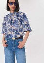 Top Tomaso flowing blue floral print with puff sleeves Off-white, Vanilla TARA JARMON