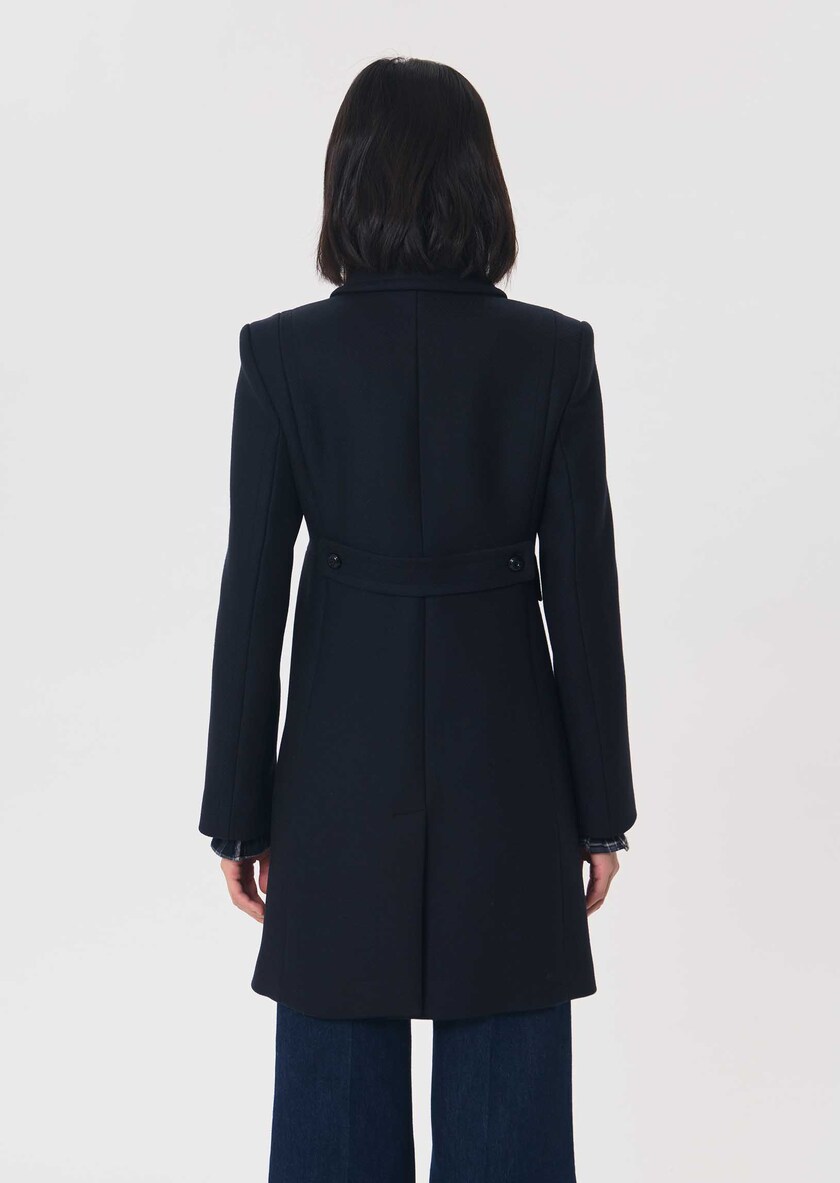Martha Coat navy blue double-breasted belted Night TARA JARMON