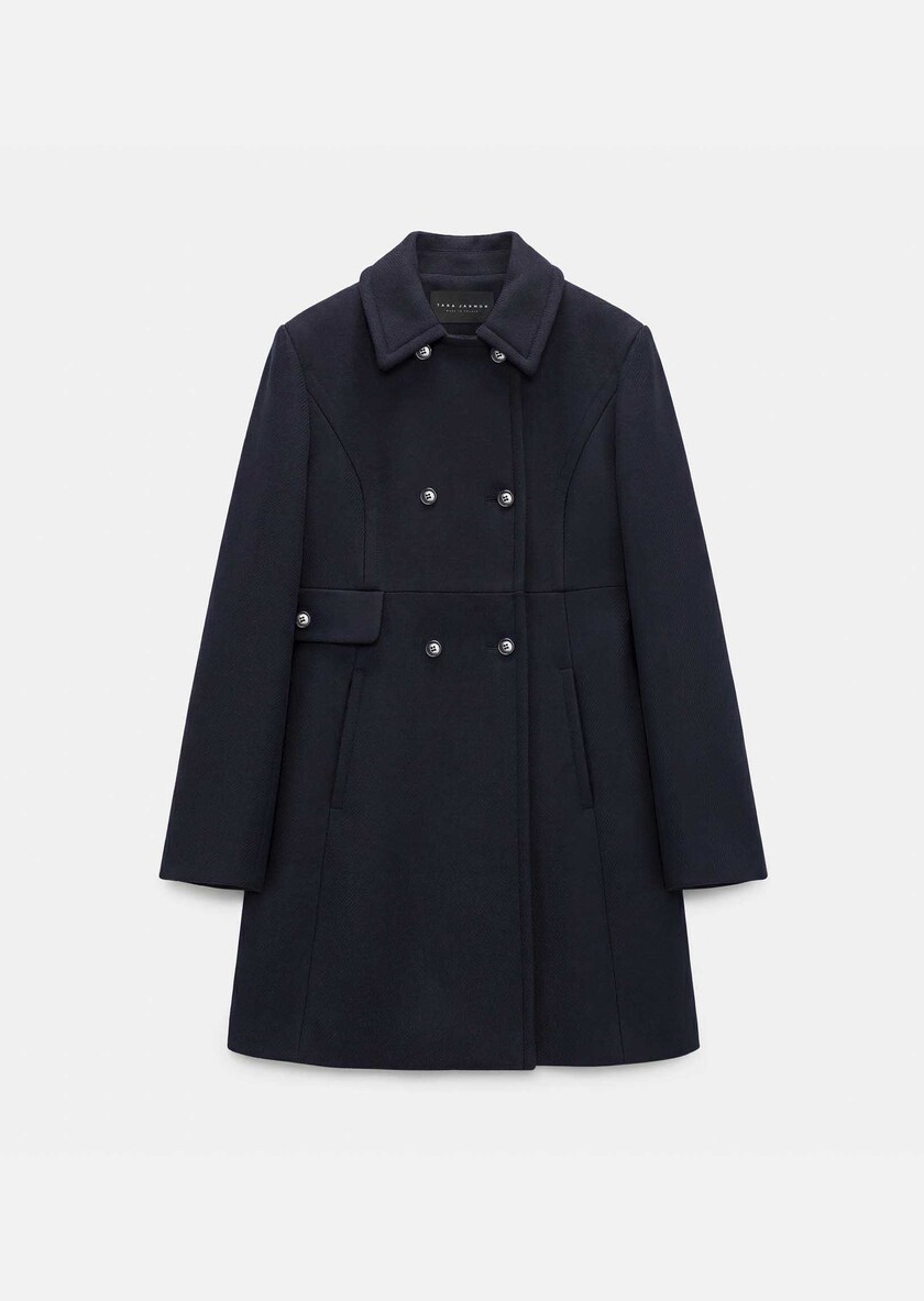 Martha Coat navy blue double-breasted belted Night TARA JARMON