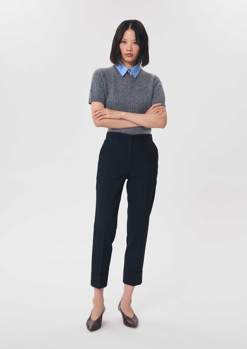Philippa trousers navy blue right with lapel Night TARA JARMON