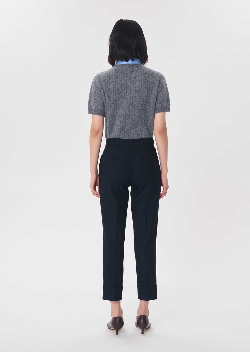 Philippa trousers navy blue right with lapel Night TARA JARMON