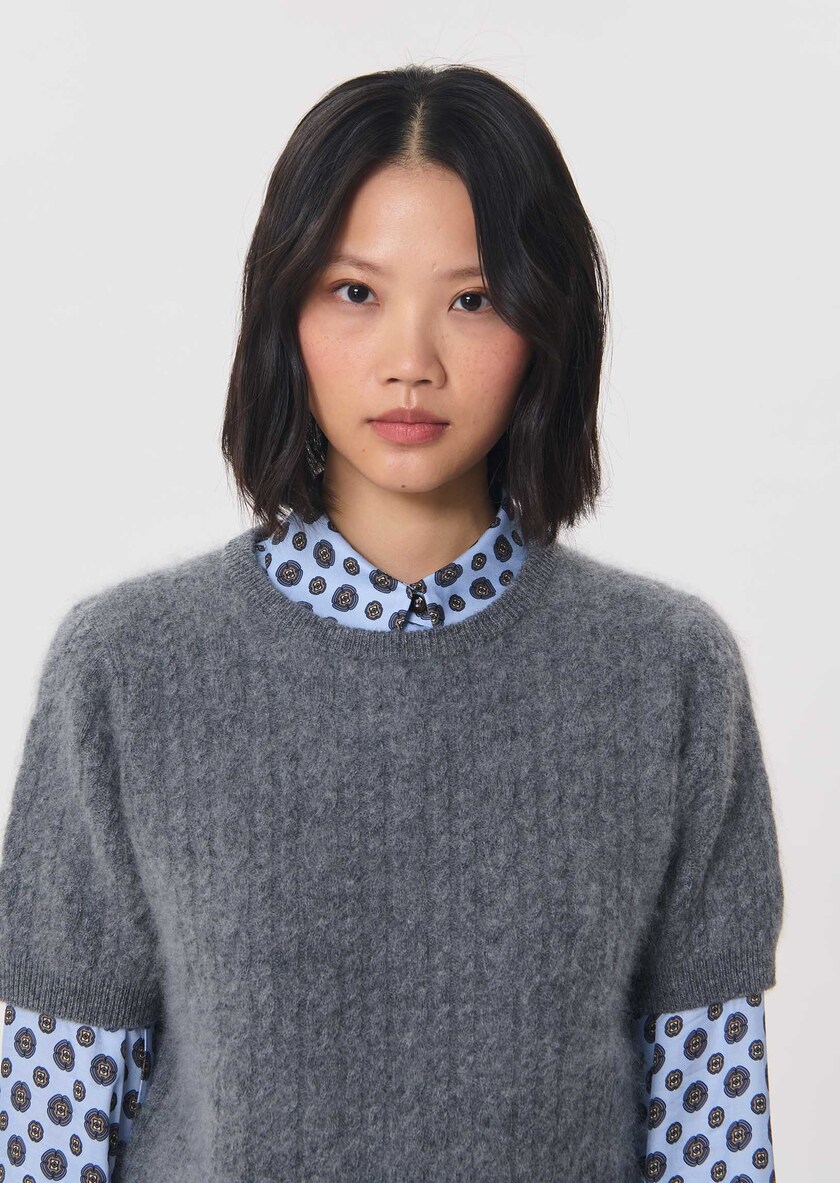 Pamela Sweater heather grey short-sleeved Gray grey TARA JARMON